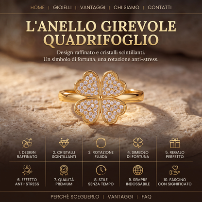 Anello Quadrifoglio Antistress Girevole